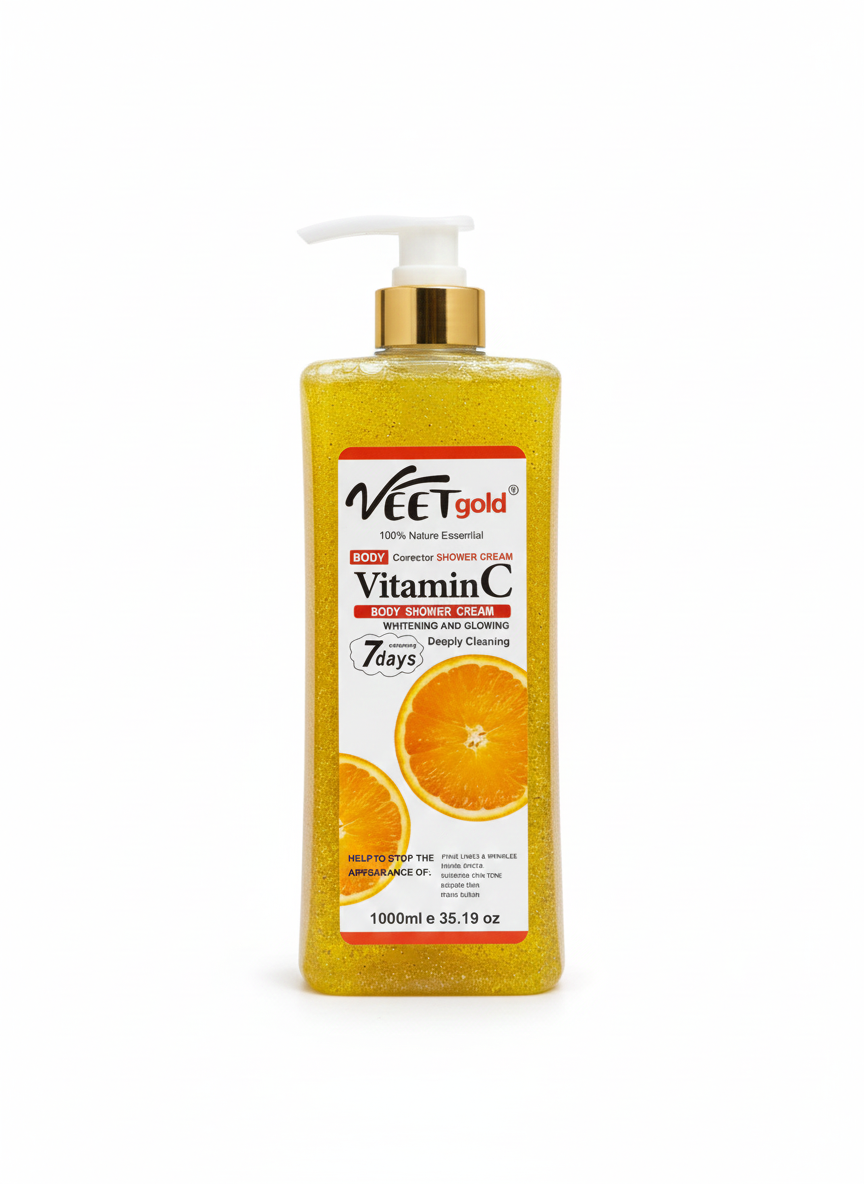 شوینده بدن کرمی/ شاور کرم ویتامین سی ۷ روزه ویت گلد veet gold حجم ۱۰۰۰ میل
